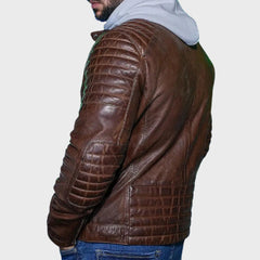 Distressed Biker Leather Jacket for Men