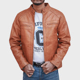Diamond Cut Leather Jacket for Men