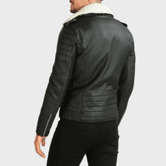 Shearling Leather Biker Jacket for Men