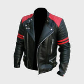 Black & Red Cafe Racer Biker Leather Jacket for Men