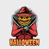 Jack-o-Lantern Knives Halloween DTF Print on Leather Jacket