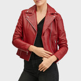 Asymmetrical Moto Soft Leather Jacket for Women