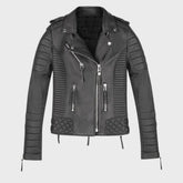 Asymmetric Quilted Leather Jacket for Men