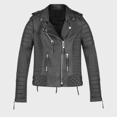 Asymmetric Quilted Leather Jacket for Men
