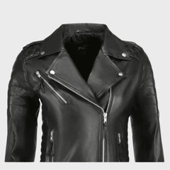 Black Quilted Leather Jacket for Women