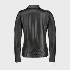 Black Quilted Leather Jacket for Women