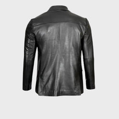 Black Leather Blazer Jacket for Men