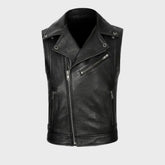 Sleeveless Biker Leather Vest Jacket for Men