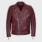 Stevie Classic Maroon Biker Jacket for Men