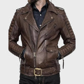 Quilted Biker Leather Biker Jacket for Men