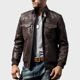 Retro Style Biker Leather Jacket for Men