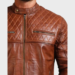 Classic Style Quilted Biker Leather Jacket for Men