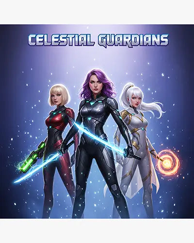 Celestial Guardians DTF Print on Leather Jacket image 0