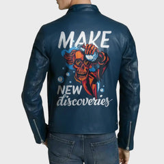 Skull Experiment  Halloween DTF Print on Leather Jacket
