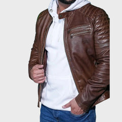 Distressed Biker Leather Jacket for Men