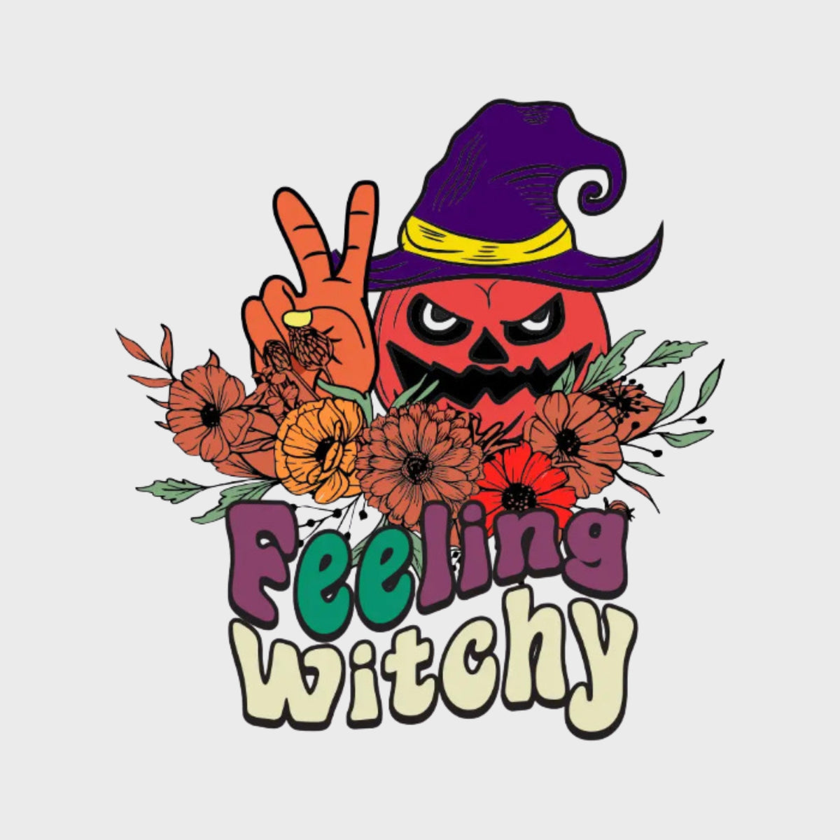 Feeling Witchy Halloween DTF Print on Leather Jacket