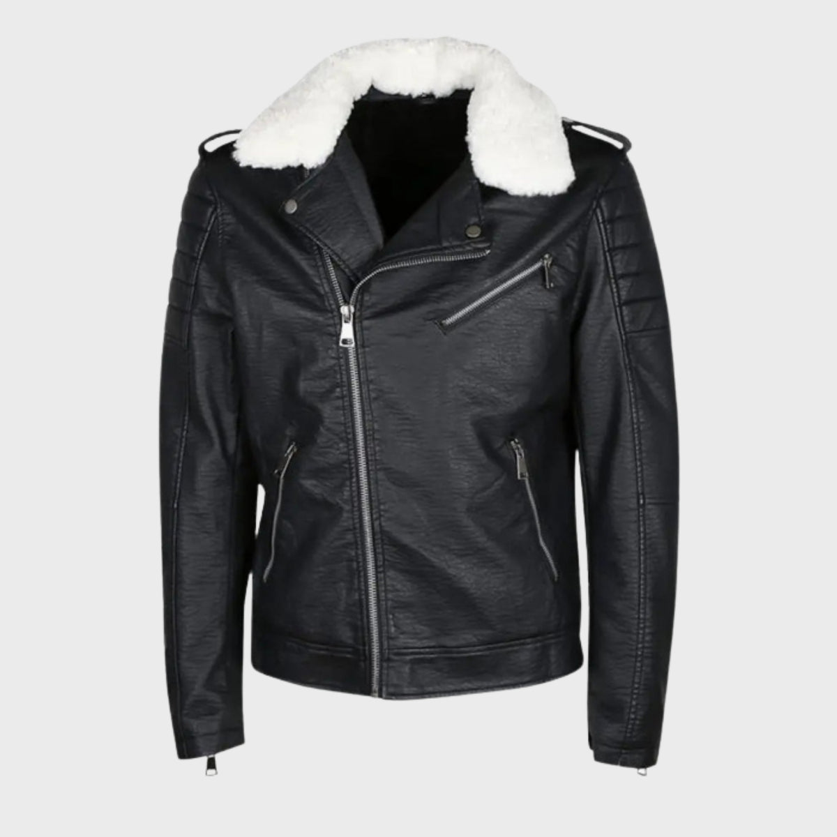 Shearling Leather Biker Jacket for Men
