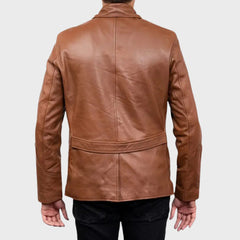 5 Button Leather Blazer Jacket for Men