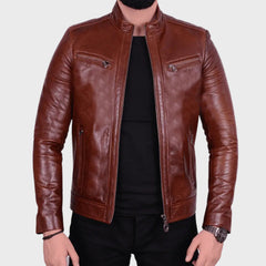 Classic Bomber Biker Leather Jacket for Men