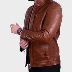 Classic Bomber Biker Leather Jacket for Men