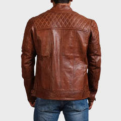 Classic Style Quilted Biker Leather Jacket for Men