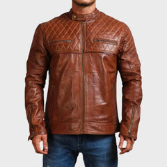 Classic Style Quilted Biker Leather Jacket for Men