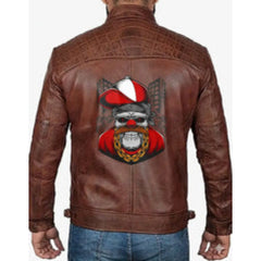 Skull Halloween DTF Print on Leather Jacket